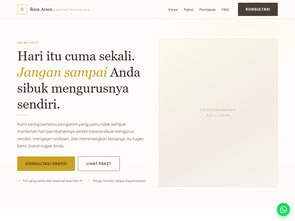 Tampilan halaman Rasa Acara