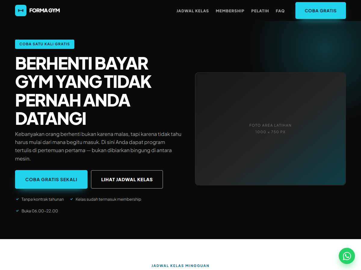 Tampilan halaman Forma Gym