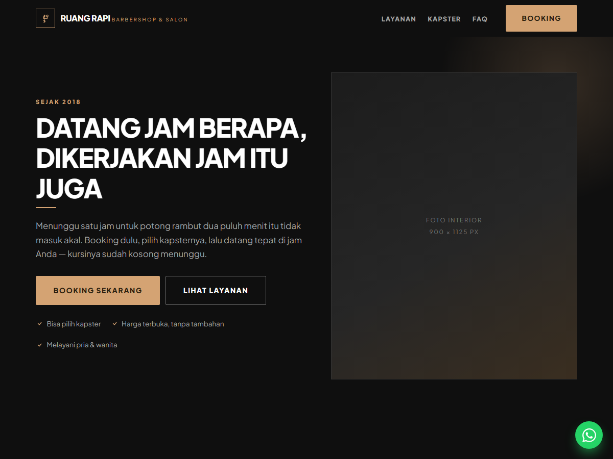 Tampilan halaman Ruang Rapi