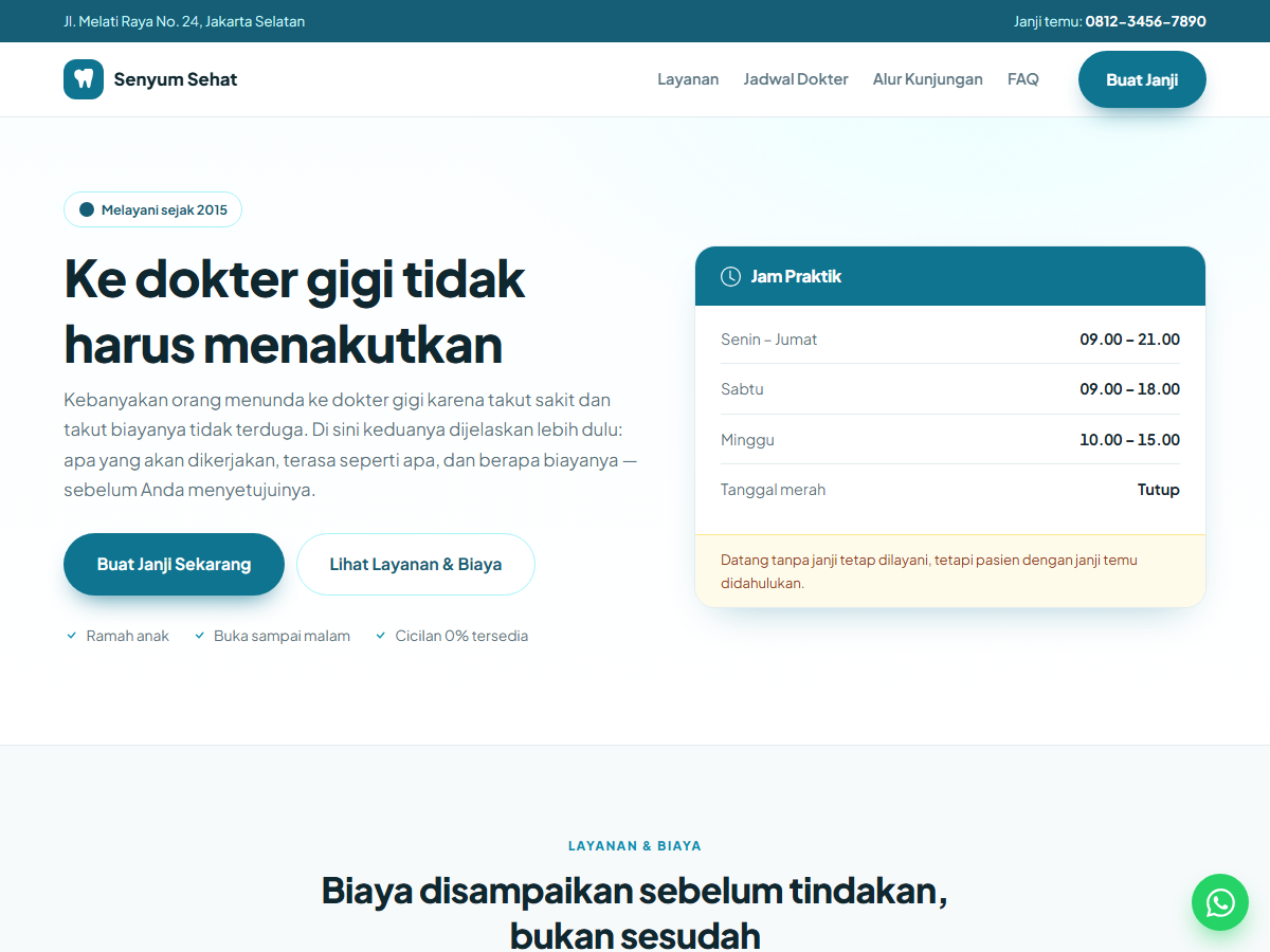 Tampilan halaman Senyum Sehat