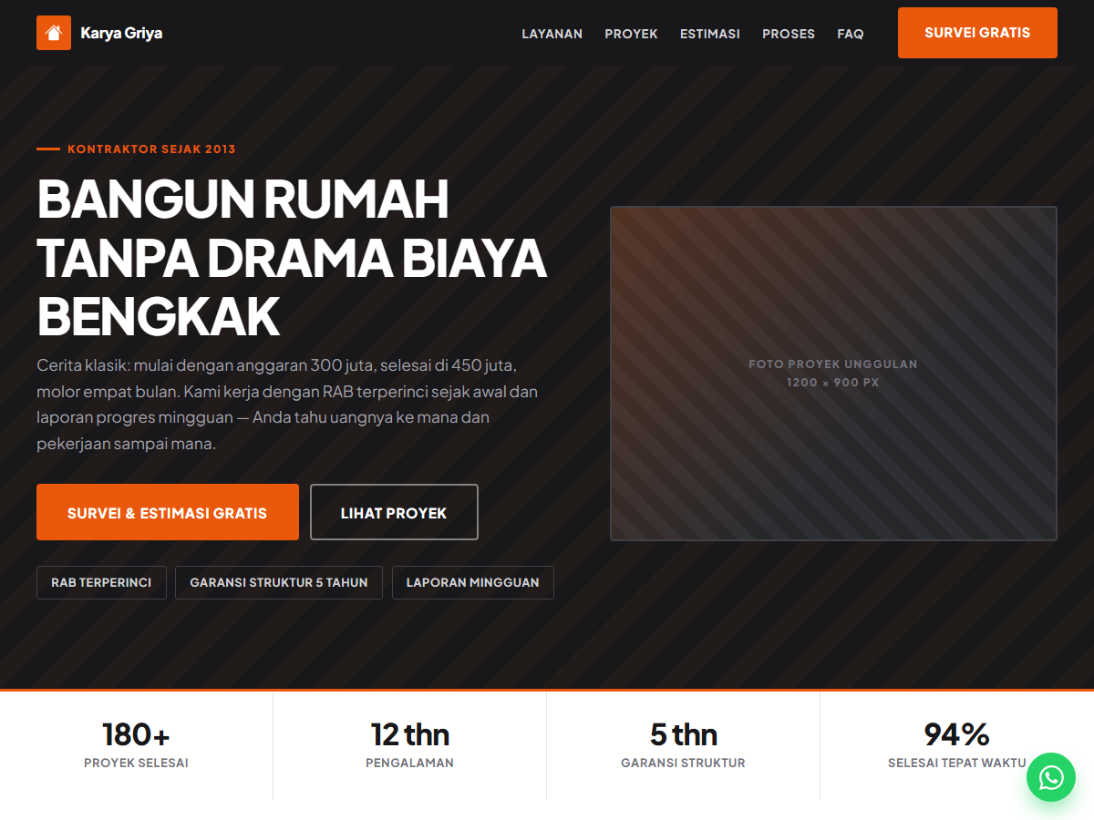 Tampilan halaman Karya Griya