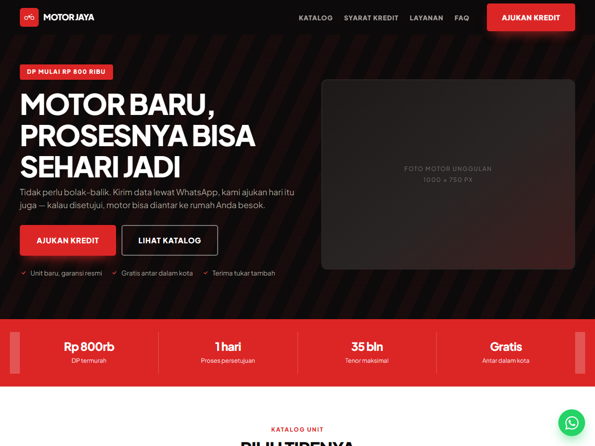Tampilan halaman Motor Jaya