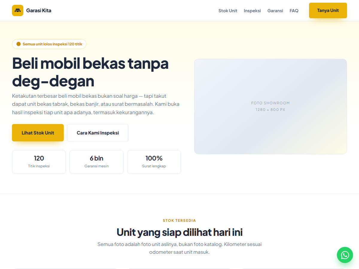 Tampilan halaman Garasi Kita