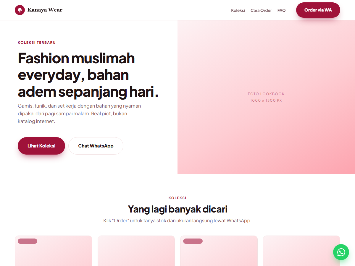 Tampilan halaman Kanaya Wear