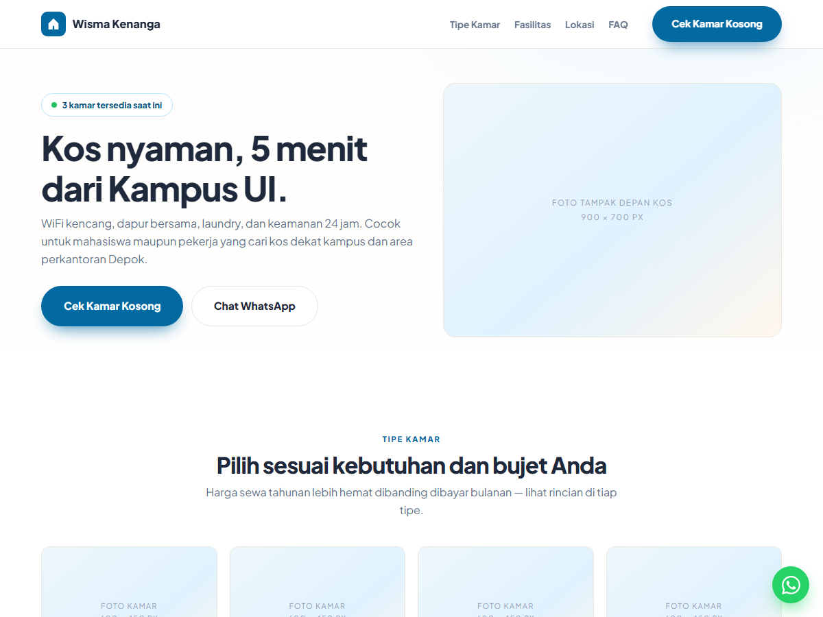 Tampilan halaman Wisma Kenanga